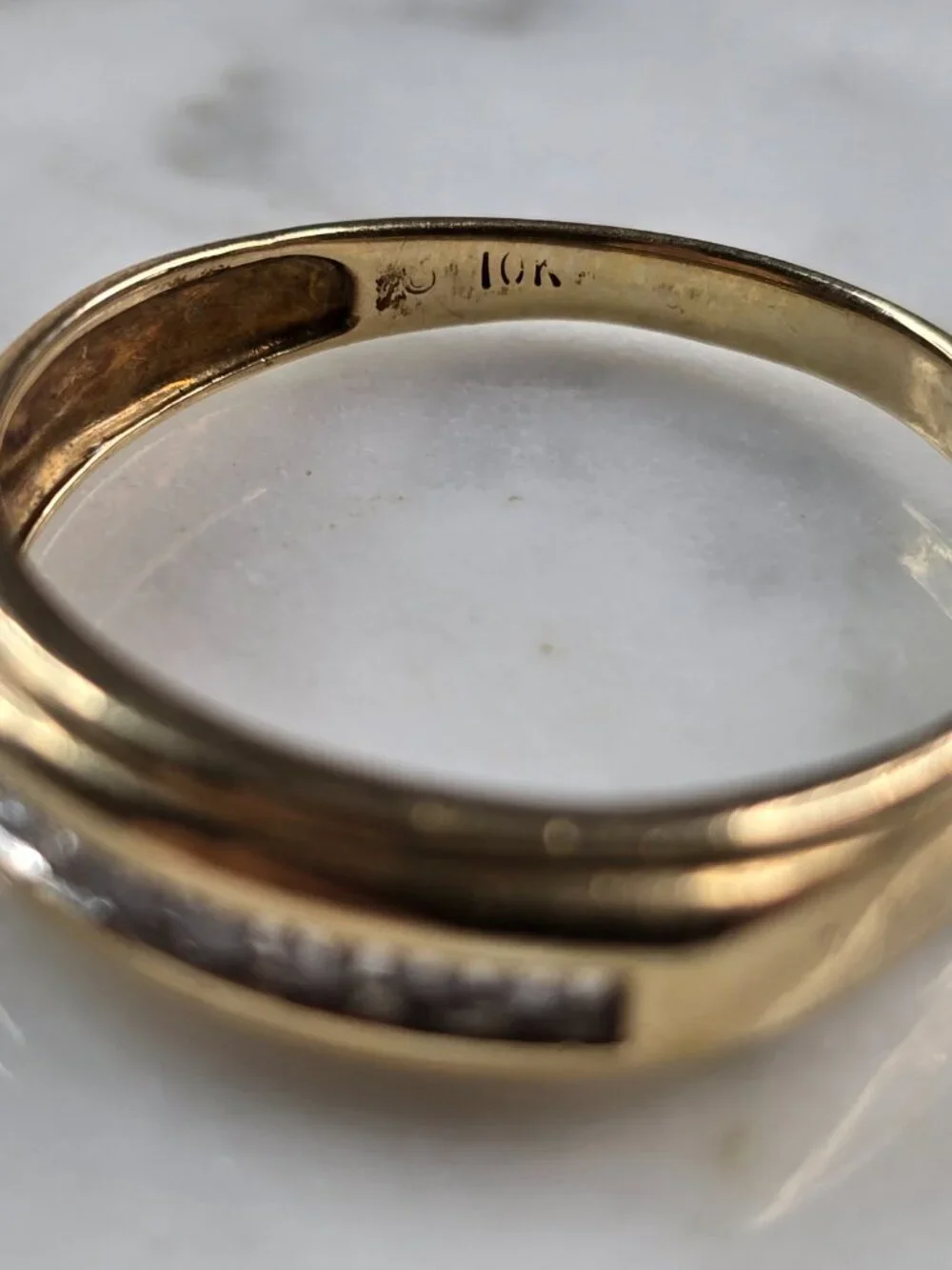 Mens Vintage Estate 10k Yellow Gold Diamond Ring 3.0g #E5185